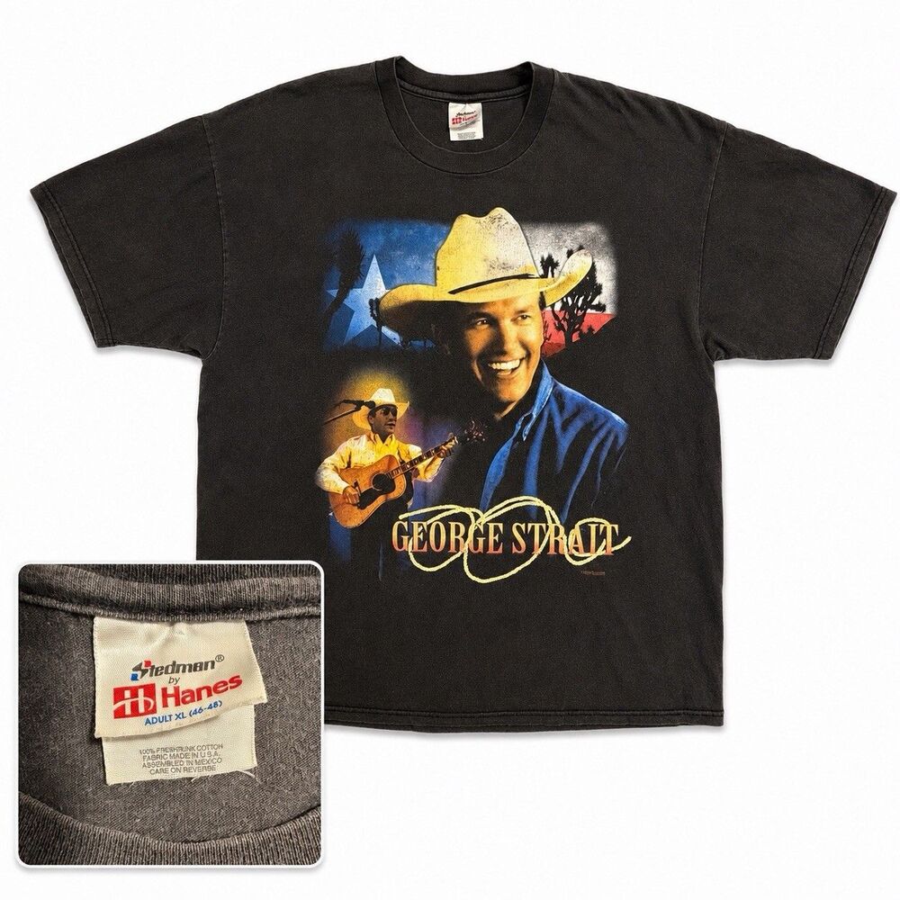 Vintage 90s George Strait Country Music Festival T Shirt XL Stedman Hanes USA